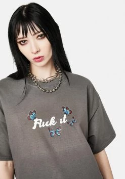 Daisy Street Tops Fuck It Butterfly Graphic Tee
