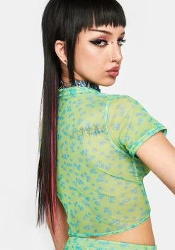 Daisy Street Floral Mesh Crop Top Sheer Crop Top
