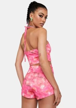 Daisy Street Pink Tie Dye Shorts High Waist Shorts