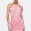 Daisy Street Pink Floral Halter Mini Dress