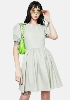 Daisy Street Sage Lara Puff Sleeve Mini Dress Dresses
