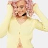 Daisy Street Yellow Textured Crop Cardigan Tops