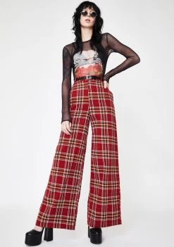 Daisy Street Check Flare Pants Bottoms