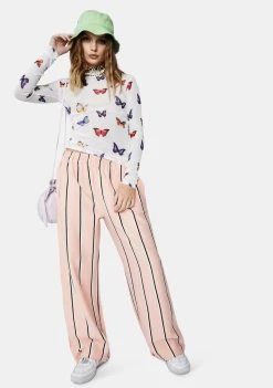 Daisy Street White Butterfly Print Mesh Top Tops