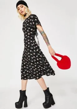 Daisy Street Floral Cut-Out Tie Back Midi Dress Dresses