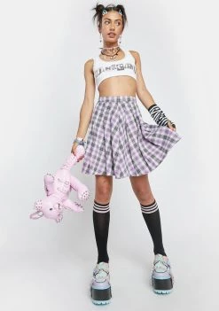 Daisy Street Bottoms Lilac Plaid Emily Skirt