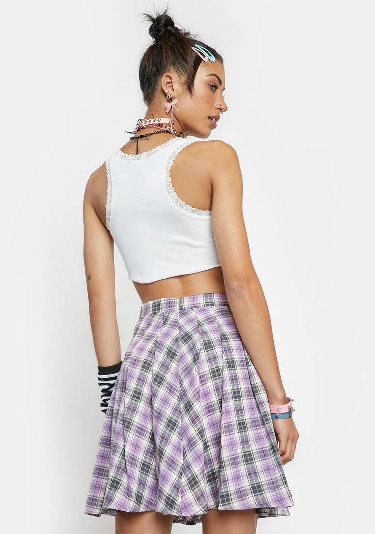 Daisy Street Bottoms Lilac Plaid Emily Skirt