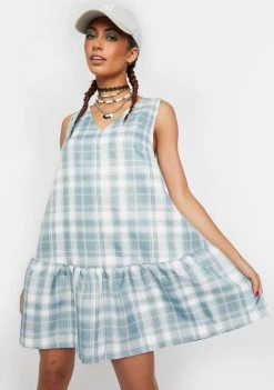 Daisy Street Plaid Pinafore Dress
