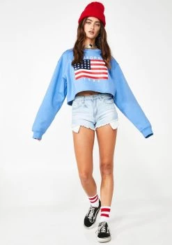 Daisy Street Young American Cropped Sweatshirt Tops