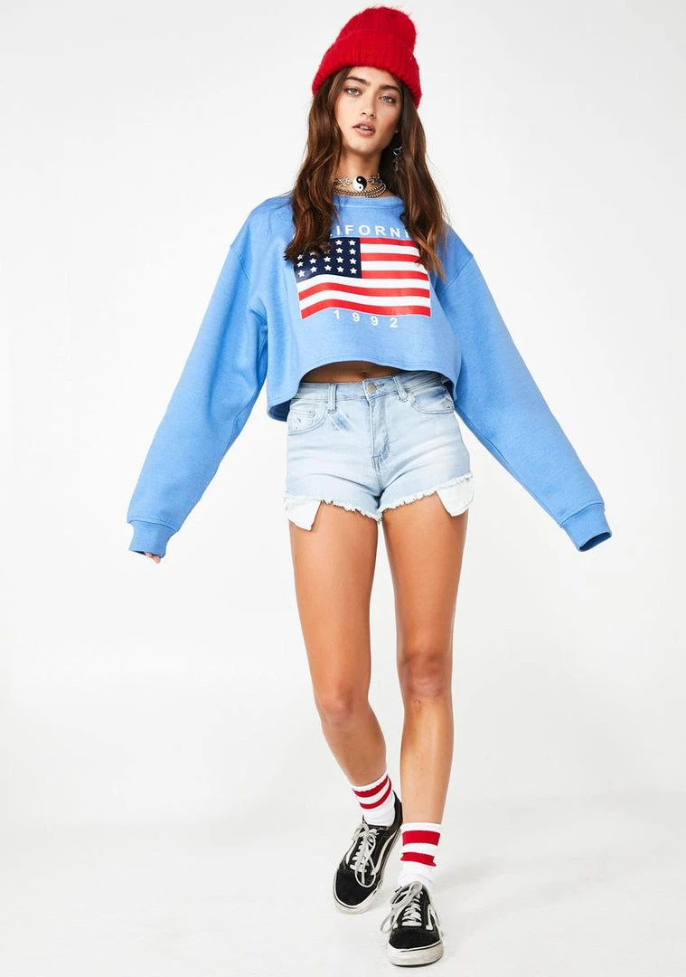 Daisy Street Young American Cropped Sweatshirt Tops