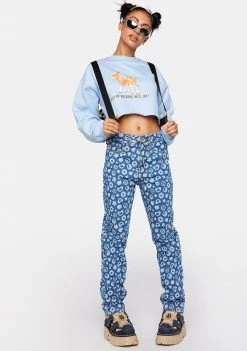 Daisy Street Printed Dad Jeans