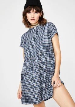 Daisy Street Check Print Smock Dress