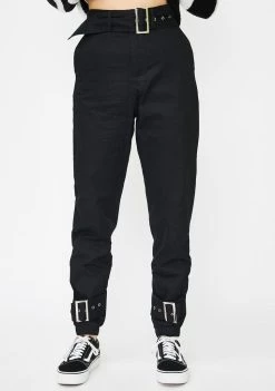 Daisy Street Bottoms Square Buckle Slim Trousers