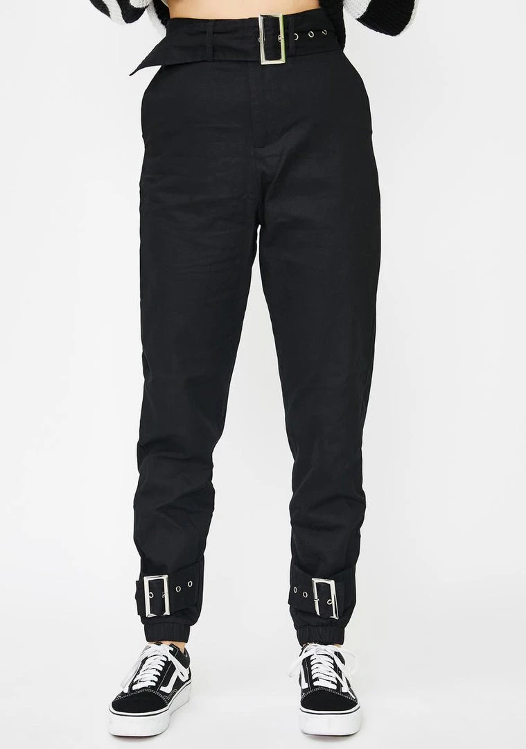Daisy Street Bottoms Square Buckle Slim Trousers