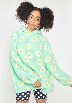 Daisy Street Tops Mint Green Daisy Sherpa Hoodie