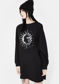 Daisy Street Graphic Print Long Sleeve Dress Dresses