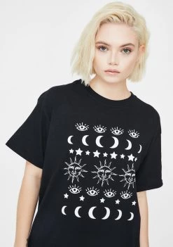 Daisy Street Black Astrology Graphic Tee Tops