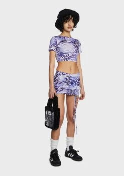 Daisy Street Zebra Ruched Mini Skirt