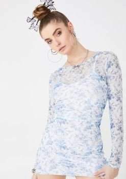 Daisy Street Porcelain Mesh Mini Dress