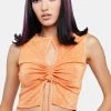 Daisy Street Orange Ruched Front Crop Top