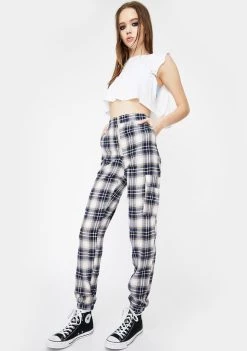 Daisy Street Check Print Tapered Trousers