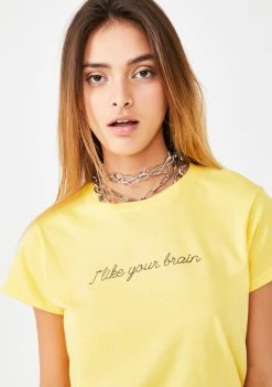 Daisy Street I Like Your Brain Boyfriend Tee Tops