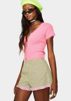 Daisy Street Checkered Frill Shorts Bottoms