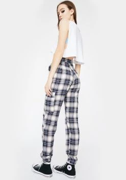 Daisy Street Check Print Tapered Trousers