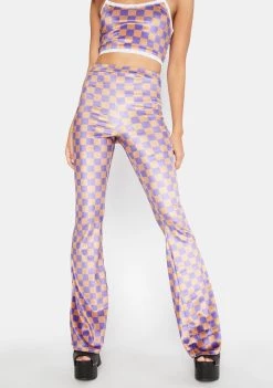 Daisy Street Checkerboard Fit And Flare Pants Bottoms