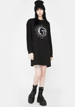 Daisy Street Graphic Print Long Sleeve Dress Dresses