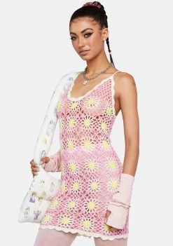 Daisy Street Floral Crochet Mini Dress