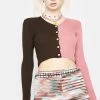 Daisy Street Tops 90s Two Tone Cropped Cardigan