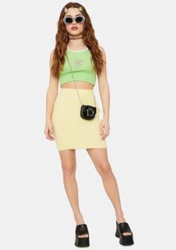 Daisy Street Yellow Textured Mini Skirt Bottoms