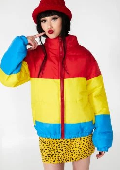 Daisy Street Rainbow Puffer Jacket