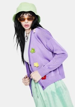 Daisy Street Lilac Chunky Daisy Cardigan