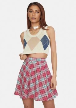 Daisy Street Tops Argyle Golf Crop Top