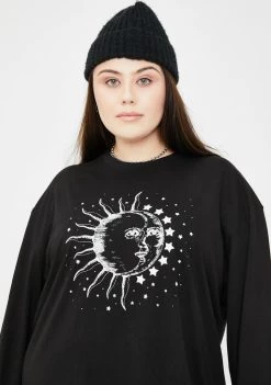 Daisy Street Plus Graphic Print Long Sleeve Dress