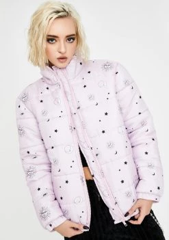 Daisy Street Tarot Print Puffer Jacket