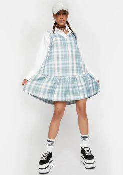 Daisy Street Plaid Pinafore Dress
