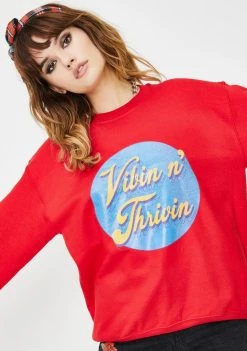 Daisy Street Tops Vibin And Thrivin Graphic Pullover