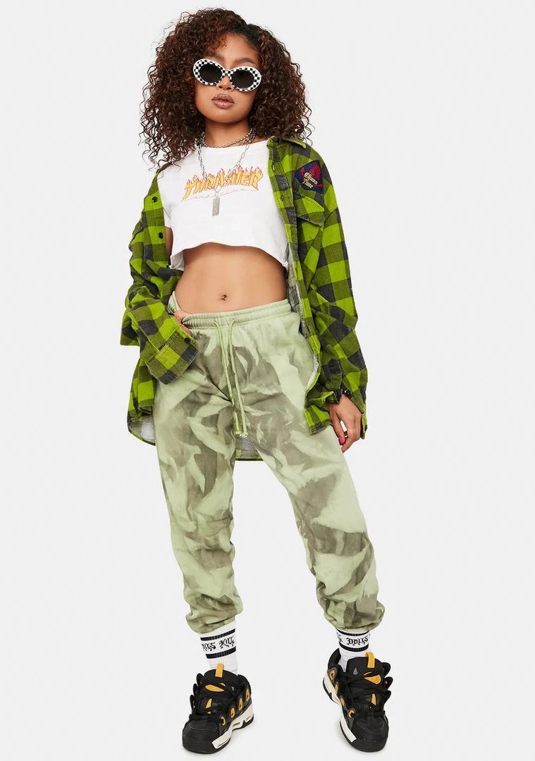 Daisy Street Green Tie Dye Oversized Joggers Bottoms