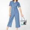 Daisy Street Jumpsuits & Rompers Check Print Button Up Jumpsuit