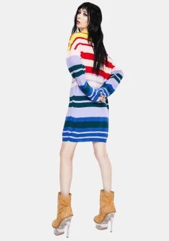 Daisy Street Rainbow Knitted Midi Dress Dresses