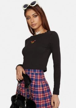 Daisy Street Butterfly Crop Top Tops