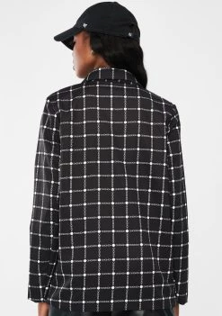 Daisy Street Outerwear Double Breasted Chain Print Blazer