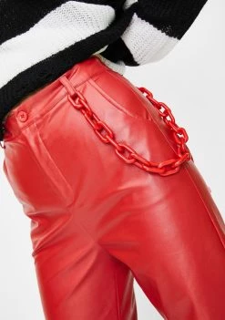 Daisy Street Red Chain Vegan Leather Trousers Bottoms