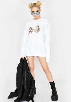 Daisy Street Cherub Oversized Crewneck Sweatshirt Tops