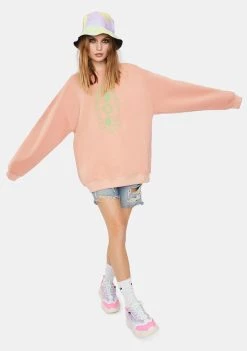 Daisy Street Overdyed Phases Of The Moon Graphic Sweater