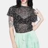 Daisy Street Black Floral Mesh Top