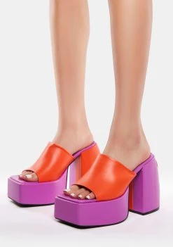Daisy Street Platforms Purple Yin Yang Platform Mules